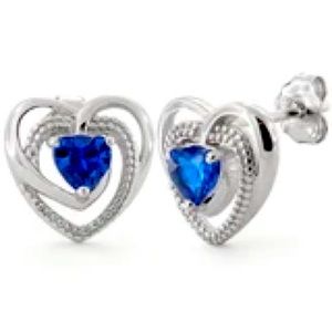 Precious Heart Blue Sapphire CZ Earrings
